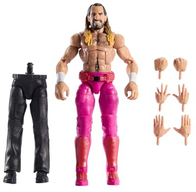 Mattel WWE Elite Collection WrestleMania con Howard Finkel Seth “Freakin” Rollins Figura de acción y accesorios, conjunto de juego de los principales eventos en directo con piezas para construir,JCJ51