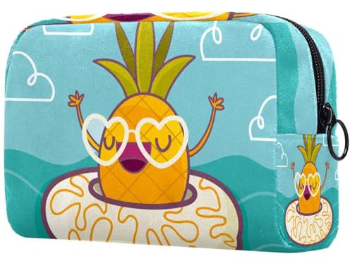 Funny Pineapple with Lifebuoy Cosmetic Bag for Women, Travel Toiletries Bags Large Makeup Handy Pouch Organiser Bag with Zipper