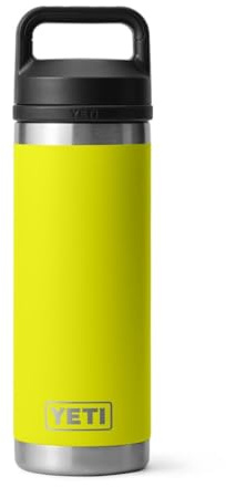 YETI Rambler Bottle Chug, Vaccum Insulated Stainless Steel Bottle with Leakproof Chug Cap, Firefly Yellow, 18 oz (532 ml)
