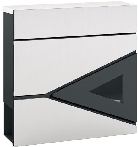 HOMCOM Boite aux Lettres Murale en Acier galvanisé, boîte aux Lettres extérieure verrouillable 2 clés fournis, avec fenêtre, matériel de Montage, Facile à Installer, 37 x 11 x 37 cm, Argent