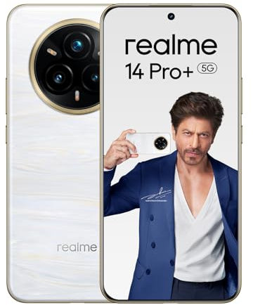 realme 14 Pro+ 5G Smartphone 8+256GB, Blanco Perla, Pantalla de 6.83 Pulgadas, Refresco de 120Hz, Carga Rápida 80W, Batería de 5260mAh, Cámara de 108MP, Qualcomm Snapdragon 7s Gen 3, IP69