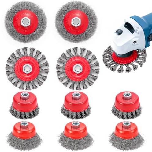 Idong 10 Pièces Brosse Metallique pour Meuleuse D'angle, Brosse Métallique Perceuse de 75mm et 100mm à Nœud Torsadé avec Filetage M14, Accessoire Meuleuse pour Nettoyer, Dérouillage, Polissage