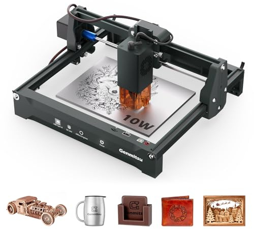 Genmitsu Kortek - Máquina grabadora láser Kortek de 10 W ± 0,01 mm de alta precisión, 200 x 150 mm, cortador láser CNC portátil para madera, acrílico opaco, cuero, vidrio, cerámica, metal, fibra