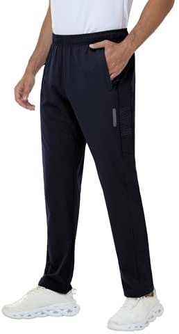 Pantalon de Jogging Homme - Pantalon de Sport, Pantalon de Randonnée en Tissu Extensible Imperméable avec Poches à Fermeture Éclair, Pantalons de Sport avec Élastique à la Taille Navyblue 2XL