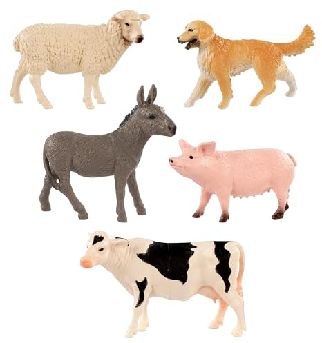 Idena 40390 - Spielfiguren Set, 5 Farmtiere aus Kunststoff, jeweils ca. 10 cm groß, Tierfiguren für Kinder ab 3 Jahren
