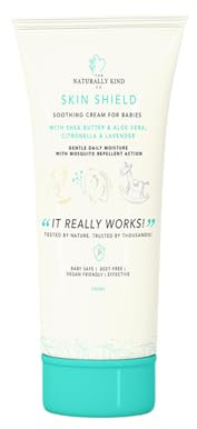 Skin Shield Baby Mosquito Repellent & Soothing Cream with Shea Butter & Aloe Vera – Natural Insect Repellent for Babies & Kids – DEET-Free Baby-Safe Formula – 100ml