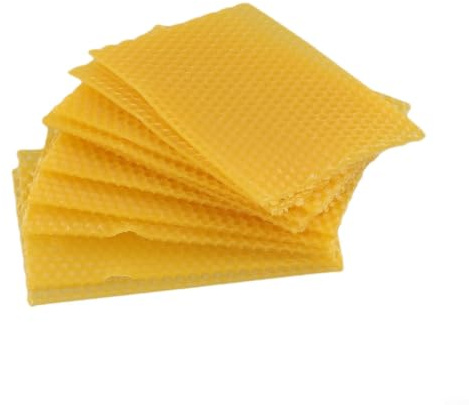 Hojas de base de cera de abeja natural para suministros de apicultura, 30 piezas para base de panal para marcos nacionales de colmena, cera amarilla para hojas de nido, 13,3 x 9 cm