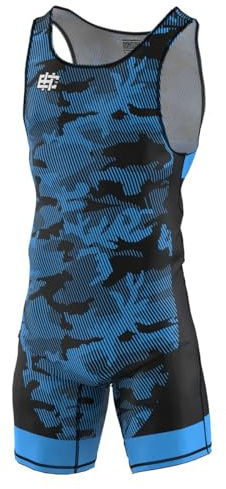 Extreme Hobby - brottardräkt för män HAVOC – professionell brottningsdräkt, wrestling singlet herr, tävlingsdräkt brottning, färg: blå, storlek: 2XL