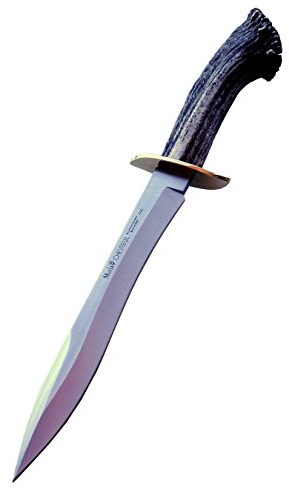 Electropolis Coltello da Caccia Muela Chevreuil 11,5 cm Pugno Corno di Cervo con Rosetta in Ottone e Carta Regalo Multiuso +