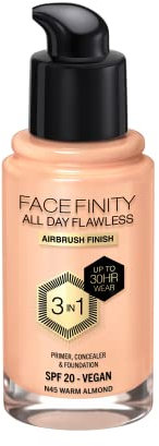 Face Finity All Day Flawless 3 In 1 Foundation 45 Warm Almond, Gesamt