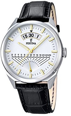 Festina Uhr Für Herren F16873/2 Outlet Silber Edelstahl Case SchwarzLeder Band
