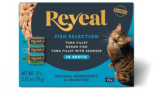 Reveal Fish Variety in Broth Wet Cat Food, 3-Flavor 12-Pack 2.47 oz Cans