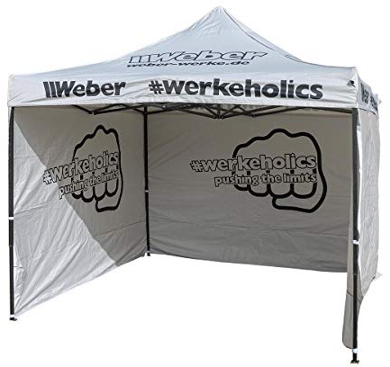 Weber #Werkeholics Easy-Up Zelt 3 x 3 m inkl. 3 Seitenwände grau