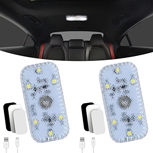 URAQT Auto Innen Beleuchtung, 2 PCS 150MA LED KFZ Innenraumbeleuchtung mit EIN/AUS Schalter USB Sensorlicht Touch Schalterlicht Wiederaufladbar für Auto Wohnmobil Bus Caravan Boat Küche Bad