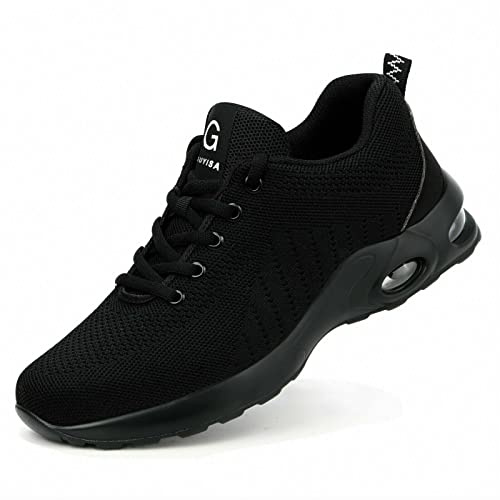Safety Boots for Men Women Steel Toe Cap PPE Work Trainers Lightweight Shoes Breathable Industrial Trainers (Black 50, Numeric_9)