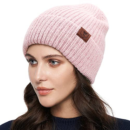 OZERO Winter Warme Beanie Mütze Strickmütze Wintermütze mit weiches Fleecefutter für Damen und Herren (Rosa)