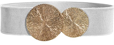 Weenkeey Cinturón elástico vintage para mujer, cintura ancha, elástico, retro, cintura de moda para vestidos, abrigos, plateado, Talla única