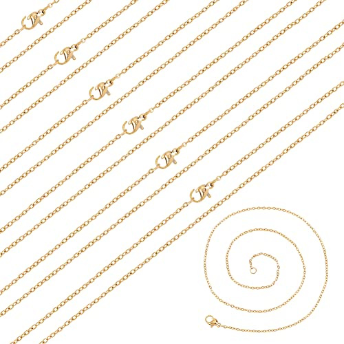 NBEADS 20 Fili 45cm Catene per Collana in 304 Acciaio Inossidabile, Catena Portacavi A Maglia Sottile da 1.5mm con Fermagli per Aragosta Catene A Croce Catena per Braccialetto Collane, Oro