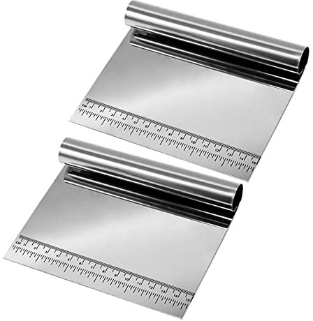 Spatola raschietto in acciaio inox, grande in acciaio inox, set di 2 spatole per pasta e pasta, in acciaio inox, per la cottura e la pizza
