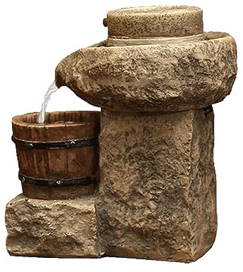 Fuente Jardin Exterior Grande Cascada de Agua Fuente de Escritorio Fuente de Escritorio en Cascada Fuente de Resina Ornamento de Escritorio Fuente de meditación Zen