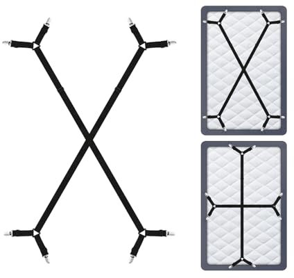 ds. distinctive style Bettlakenspanner 2 Stück Matratzen-Spannbettlaken-Haltegurte für Queen/King-Size-Betten, Twin XL Verstellbare elastische Bänder und Eckenclips