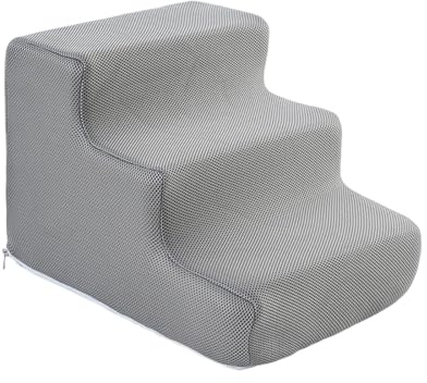 Gralara Scale per cani Rampa Scaletta per cani Gradini per animali domestici Copertura lavabile in lavatrice Gradini per cani Comodo antiscivolo Versatile per, S 3 gradini Grigio