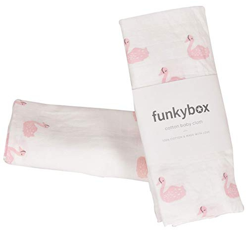 HOCHSTE Baby Muslin Squares Luxury Cloths Soft Cotton Bib Nappy Diaper Insert Gift Set Pink Swan - 4 Pack