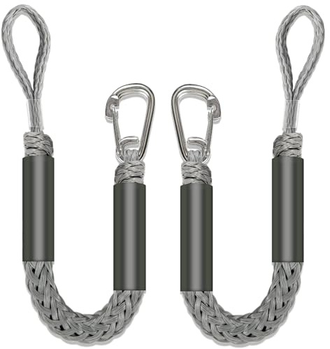 ONOSHIP Lot de 2 Lignes de Garde-Boue élastiques de qualité supérieure avec Clip en Acier Inoxydable 316 pour Pare-Chocs de Bateau/Garde-Boue de Bateau, Accessoires d'amarrage pour Jet Ski, SeaDoo