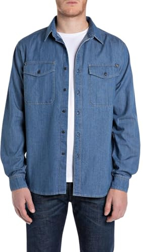 Replay M4124 Camicia, 009 Blu Medio, S Uomo