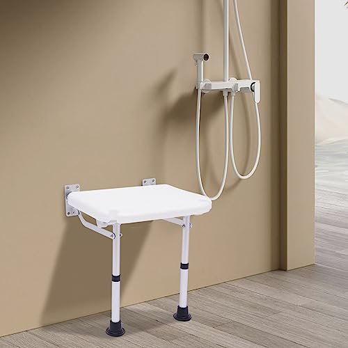 Siège de Douche Rabattable Mural, Adulte Siège de Douche Chaise de Douche Pliable, Capacité de 100 kg pour Les Personnes âgées handicapées, Tabouret De Bain en Alliage D'Aluminium