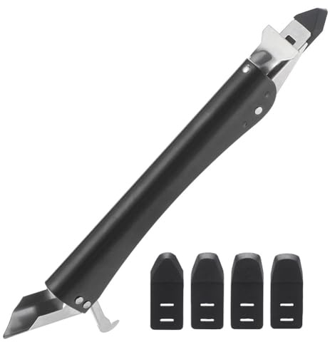 Sunmeit Utensili per calafataggio in acciaio inox, strumento di finitura sigillante 4 in 1 con 5 cuscinetti in silicone, strumento per rimuovere la stuccatura e rimozione dello stucco