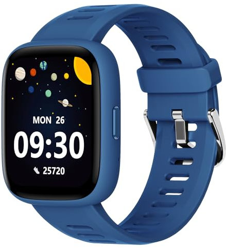 BIGGERFIVE Smartwatch Kinder, 1,8 Fitness Uhr Schrittzähler, 24/7 Puls, IP68 Wasserdicht, Schlafmonitor, Wecker, 5 Puzzlespiele mit/ohne App, Fitness Tracker für Mädchen Jungen Teens 5–16