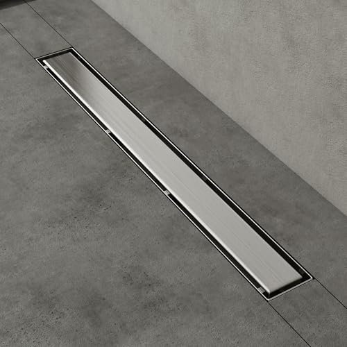 Mai & Mai Duschrinne 70cm Bodenablauf aus Edelstahl | Komplettset Ablaufrinne für Badezimmer | Befliesbar Wasserabfluss 35L/min | Haarsieb Chrom KE110