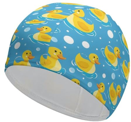 style-34 Bonnet de Bain drôle de Canards Jaunes pour Adultes, Chapeau de Natation, Cheveux Longs et Courts, Bonnets de Bain pour Hommes et Femmes