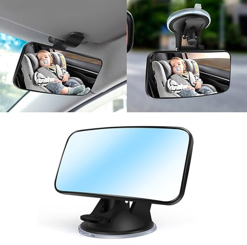 Specchietto Retrovisore Bambini, Specchio Auto Neonato Sedile Posteriore, Specchio Auto per Bambini per Sedile Posteriore, con Clip e Ventose, Rotazione Regolabile a 360°, Installazione Semplice