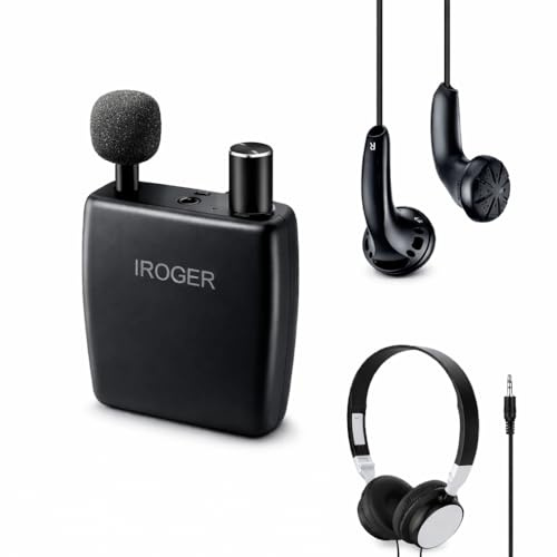 IROGER Hearing Amplifier for Seniors, Personal Sound Amplifier, Smart Auto-Gain, Directional Microphone, Rechargeable with 120-Hour Battery, Headphones & Earbuds Included