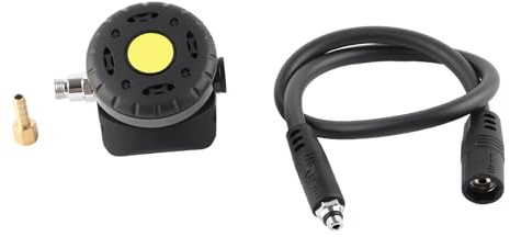 MechKit 2nd Stage Regulator Dykning Andningsventil Sekundära andningsventilhuvuden med mediumtrycksrör Bärbar lättvikts dykutrustning för dykare, fiskare (Svart)
