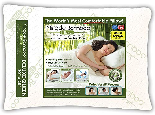 Ontel Miracle Bamboo Pillow Original - Cuscino in memory foam triturato, colore: bianco