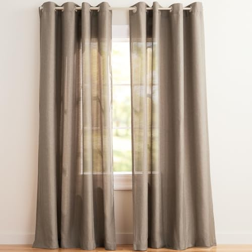 Exclusive Home Loha Linen Grommet Top Curtain Panel Pair, 54x108, Cafe
