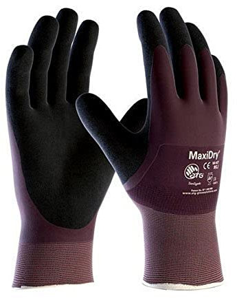 ATG 56-427/08 MaxiDry Handschuh, Strickbund, Komplett Beschichtet, 1.3mm Handflächendicke, 25cm Länge, Lila/Schwarz/Grau, Größe 08
