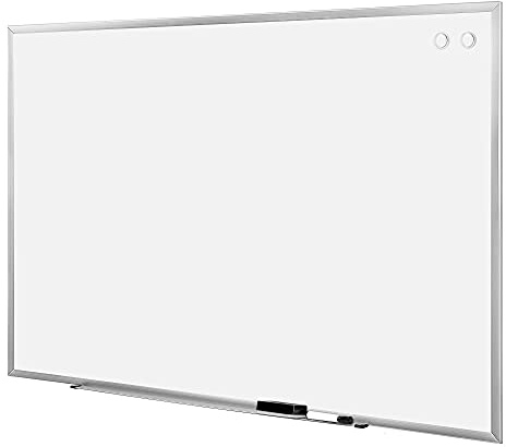 Amazon Basics Large Magnetic Dry Erase Whiteboard, 48 x 72, Aluminum Frame, Silver/White, with Pen Tray for School, Classroom, Office & Home