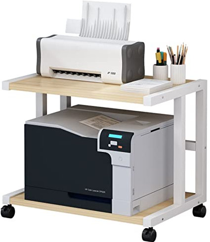 2-stufiger Druckerwagen Beweglicher Laserdrucker-Kopierer-Ständer, rollender Druckertisch-Druckerhalter mit Rädern, bodenstehender Aktenvernichter-Ständer, Fax-A4-Papier-Organizer für das Heimbüro