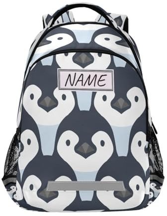 Custom Cute Penguin Babies Backpack School Book Bag for Teen Boy Girl Kids Personalized Penguins Daypack Rucksack Customization for Travel Camping Gym Hiking
