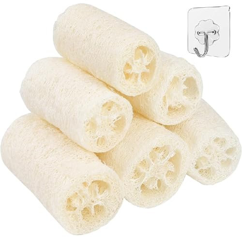 Luffa Schwamm Natürliche,Luffa Gurke Entfernen Dead Skin,Küche Luffaschwamm 6PC Peeling Scrubber Luffa10cm Naturfaser Schwamm Perfekt für Körperpflege Küche Bad Scrubber und Luffa Seife