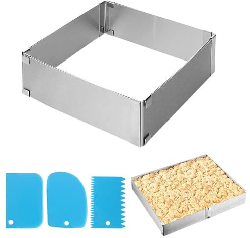 YWKJDDM Telaio da forno rettangolare regolabile, in acciaio inox, rettangolare, 15-27,5 cm, anello rettangolare per torta regolabile, per decorare la teglia da forno