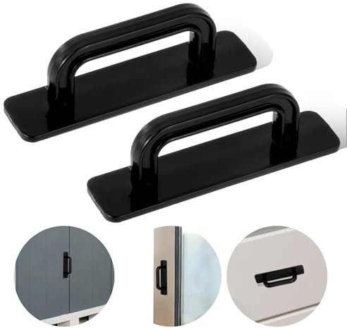 Aeaocvo Lot de 2 poignées de porte de balcon, autocollantes, 100 mm, noires, poignées de meubles, sans perçage, pour armoires de cuisine, penderie