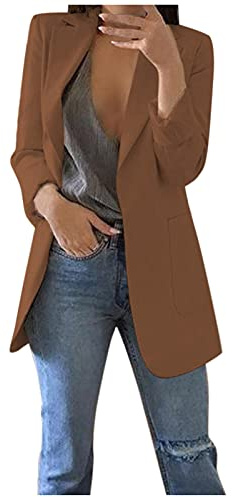 Blazer Femme Élégant Décontracté Affaires Slim Manches Longues Bureau Veste Ouverte Col Revers Chic pour Occasions Professionnelles