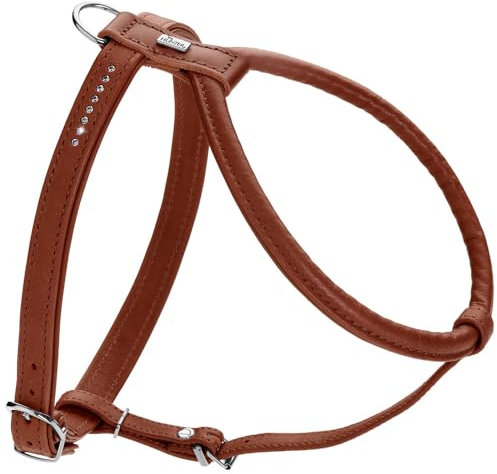 HUNTER Pettorina per cani Round & Soft Canadian UP, colore: Cognac, morbida pelle morbida, cuciture rotonde, sostenibile, Made in Germany, taglia: S-M