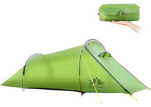 Night Cat Tenda Tunnel da Campeggio per 2 Posto: Tende Ultraleggera Impermeabile per Camper Trekking