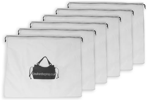 Catwalk Collection Handbags – 6 Fundas Antipolvo Grandes para Bolso – Custodia De Tela con Cordón – Bolsos Transpirables para Zapados Viaje – Blanco